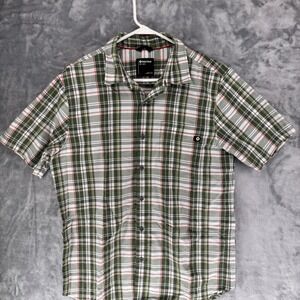 Marmot Men's Plaid Short Sleeve Button Up Shirt Green Red White Size L G